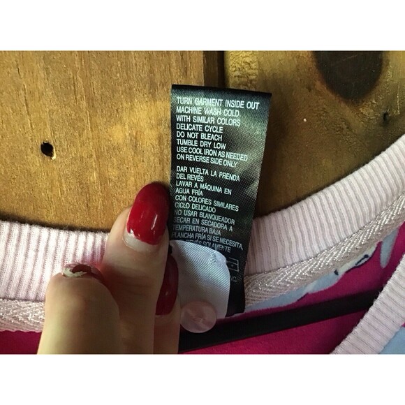 Disney Eyeore Sleep Top Size L Pink Fleece V Neck Long Sleeves Kidcore - Picture 5 of 6